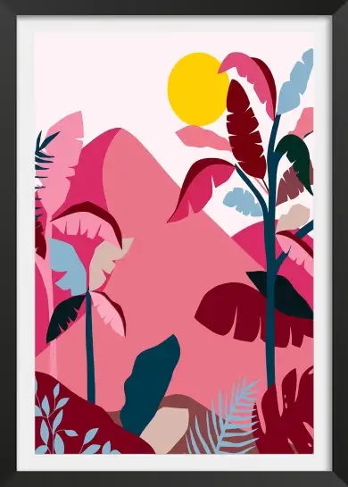 Affiche jungle tropicale rose