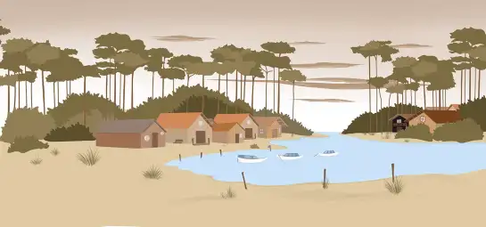L'étang landais - papier peint deco nature