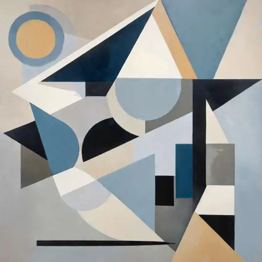 Papier peint géométrique motif moderne bleu et blanc, décor graphique pour un bureau contemporain