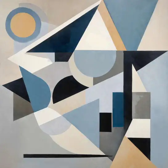 Papier peint géométrique motif moderne bleu et blanc, décor graphique pour un bureau contemporain