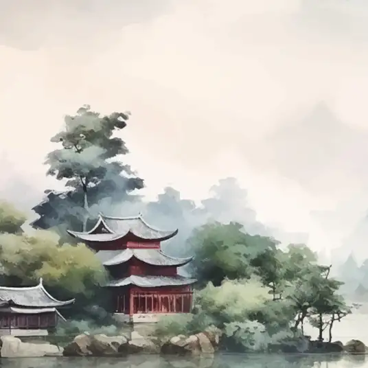Pagode Asiatique sous la brume