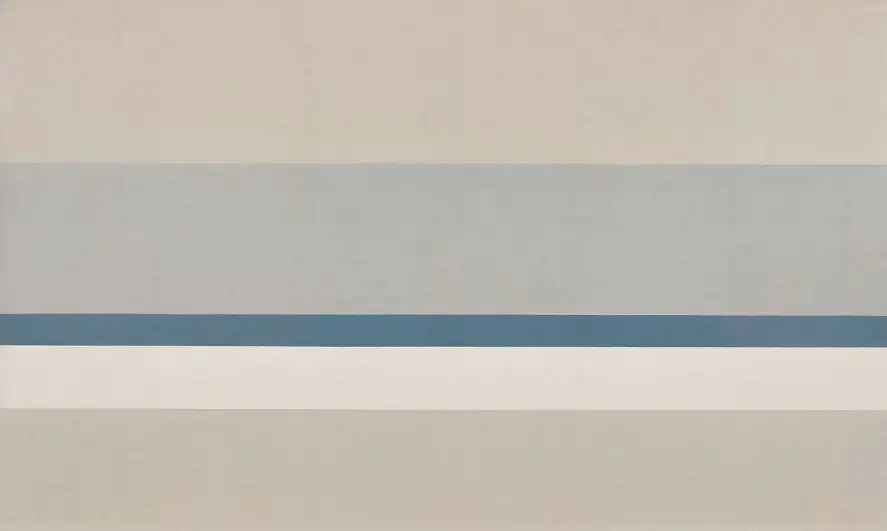 Papier peint panoramique ligne d'horizon bleue design beige, décor abstrait moderne pour un salon