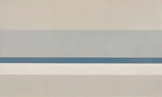 Papier peint panoramique ligne d'horizon bleue design beige, décor abstrait moderne pour un salon