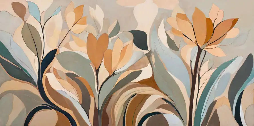 Papier peint panoramique brin de printemps feuilles vintage, décor végétal apaisant pour salon
