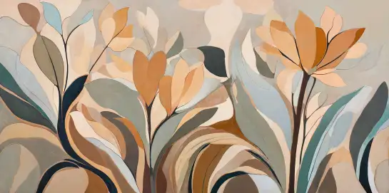 Papier peint panoramique brin de printemps feuilles vintage, décor végétal apaisant pour salon