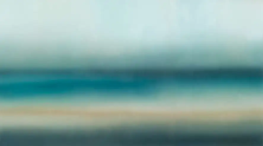 Papier peint sur mesure Sable d'ocre paysage abstrait effet flou bleu turquoise, ocre et gris