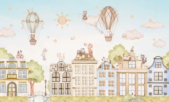 Papier peint sur-mesure Chats sur les toits