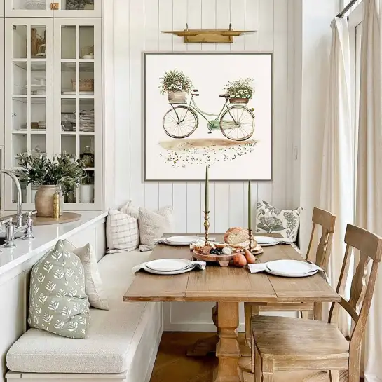 Affiche printemps à l’aquarelle avec vélo fleuri : une déco murale fraîche et colorée. Disponible en plusieurs formats et