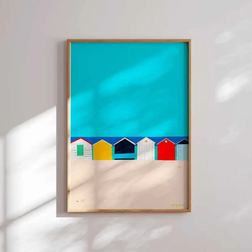 Affiche cabanes de plage colorées Henry Rivers