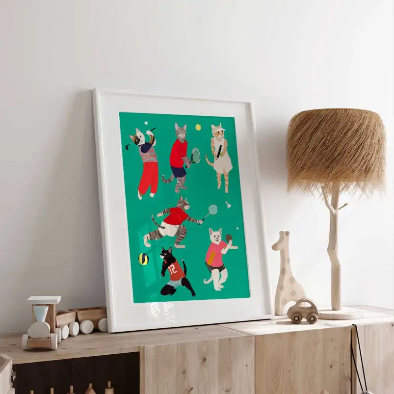 Affiche chats sportifs