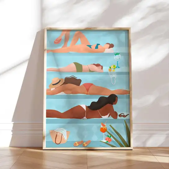 Affiche femmes au bord de la piscine