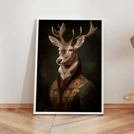 Affiche cerf illustration baroque raffinée
