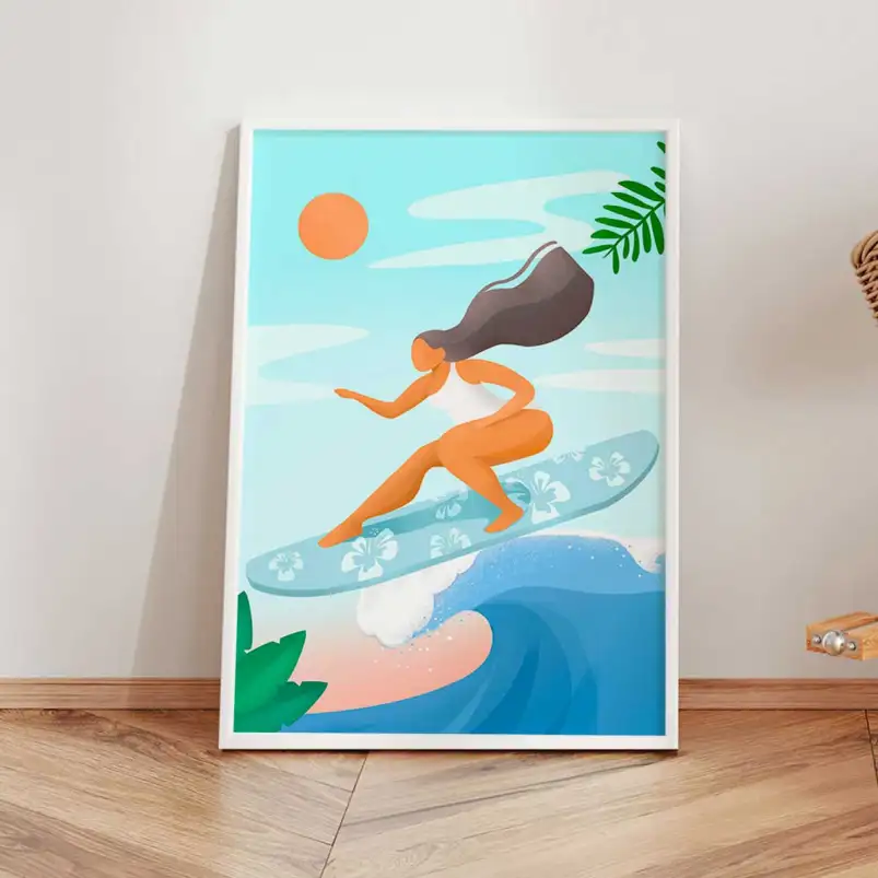 Affiche surf ambiance tropicale vintage