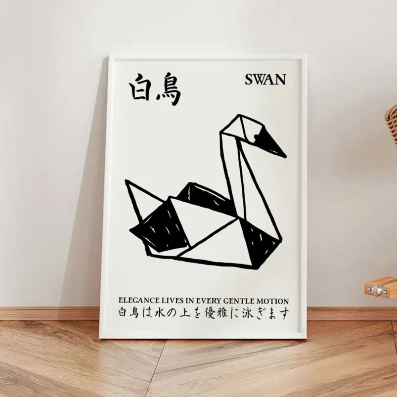 Affiche cygne origami illustration élégante