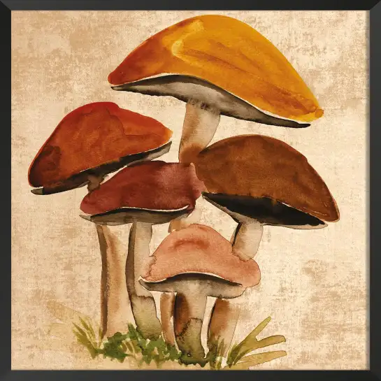 Tableau Champignons de Forêt à l’Aquarelle - Illustration Botanique Vintage