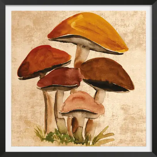 Tableau Champignons de Forêt à l’Aquarelle - Illustration Botanique Vintage