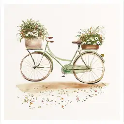 Affiche Printemps à l’Aquarelle - Vélo Fleuri Décoration Murale