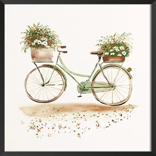 Affiche Printemps à l’Aquarelle - Vélo Fleuri Décoration Murale