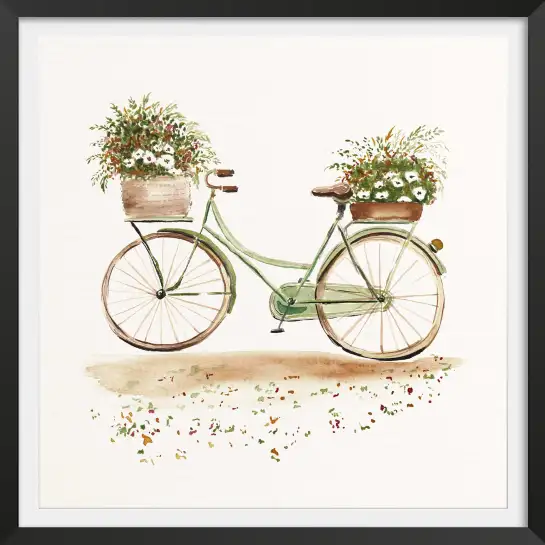 Affiche Printemps à l’Aquarelle - Vélo Fleuri Décoration Murale