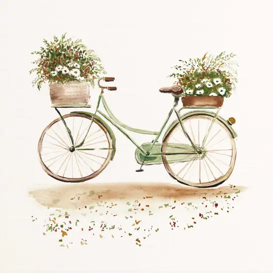 Affiche Printemps à l’Aquarelle - Vélo Fleuri Décoration Murale