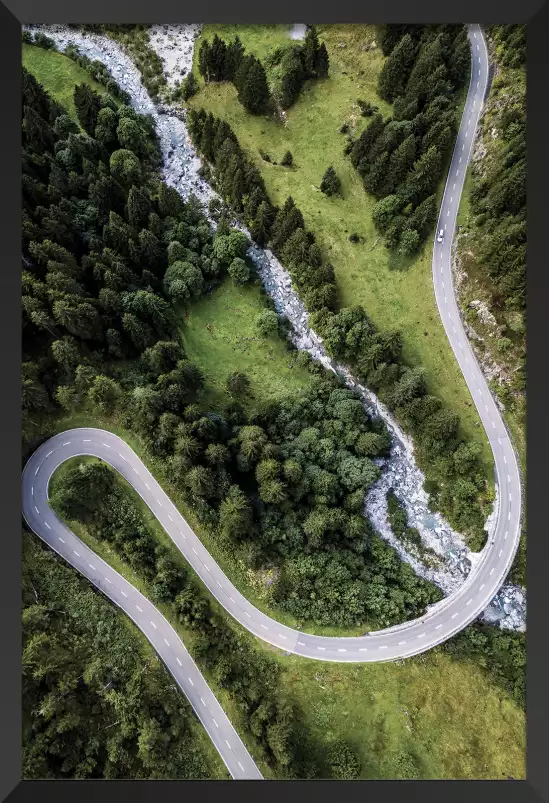 Rubans d' asphalte dans forêt - affiche foret