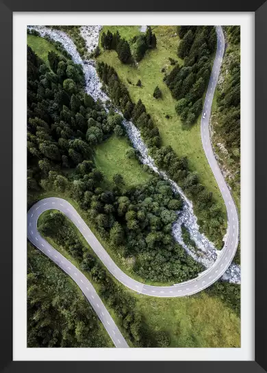 Rubans d' asphalte dans forêt - affiche foret