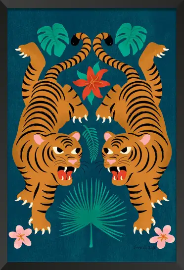 Affiche tigre tropical hibiscus - illustration jungle chic
