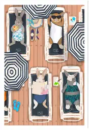 Affiche lapins transats - design détente & vacances