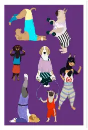 Affiche chiens sportifs - Illustration fitness et yoga