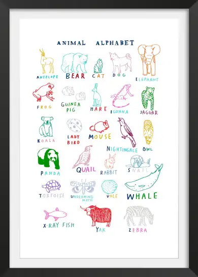Affiche alphabet animaux - abc éducatif & coloré