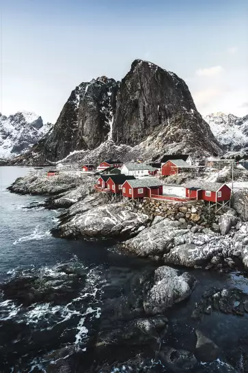 Rouge tradition sur lofoten - paysage hiver
