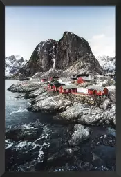 Rouge tradition sur lofoten - paysage hiver