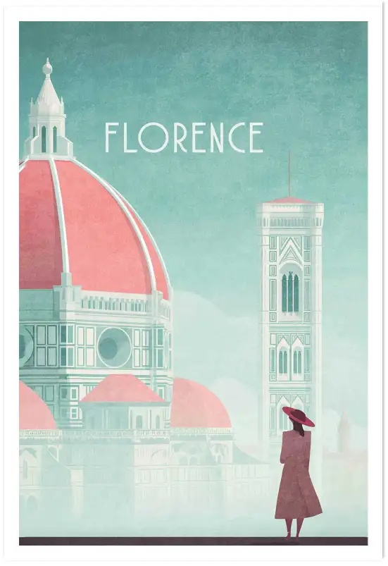 Affiche florence duomo - illustration voyage vintage