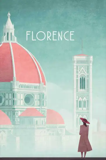 Affiche florence duomo - illustration voyage vintage