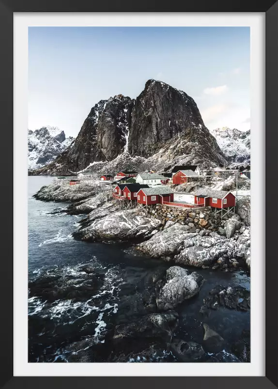 Rouge tradition sur lofoten - paysage hiver