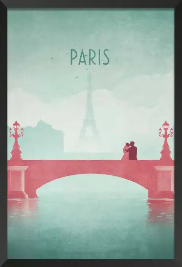 Affiche paris tour eiffel - illustration romantique vintage