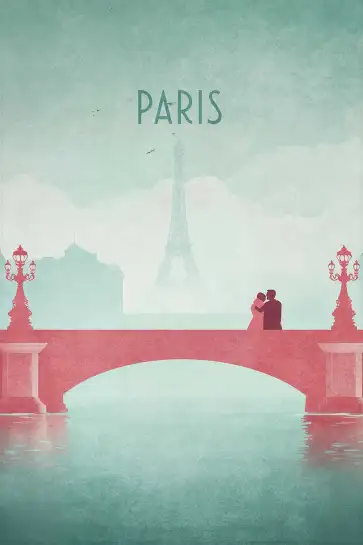 Affiche paris tour eiffel - illustration romantique vintage