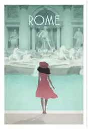 Affiche rome fontaine de trevi - illustration vintage