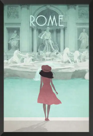 Affiche rome fontaine de trevi - illustration vintage