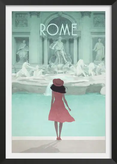 Affiche rome fontaine de trevi - illustration vintage