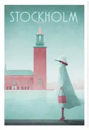 Affiche stockholm hôtel de ville - illustration vintage