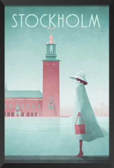 Affiche stockholm hôtel de ville - illustration vintage