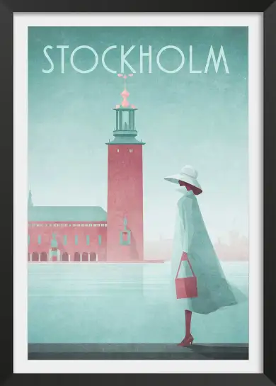 Affiche stockholm hôtel de ville - illustration vintage