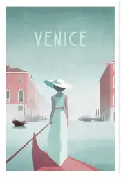 Affiche Venise Vintage - Illustration Gondole & Canal