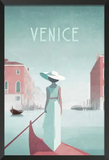 Affiche Venise Vintage - Illustration Gondole & Canal