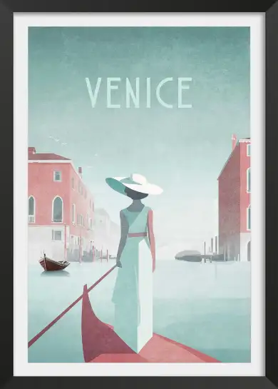 Affiche Venise Vintage - Illustration Gondole & Canal
