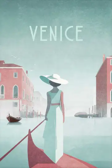 Affiche Venise Vintage - Illustration Gondole & Canal