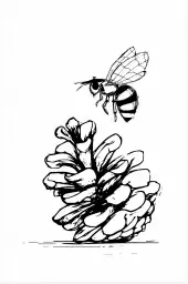 Pomme de pins et abeille - illustration sud ouest