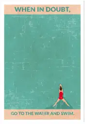 Affiche rétro swimming - citation apaisante et nageuse rétro