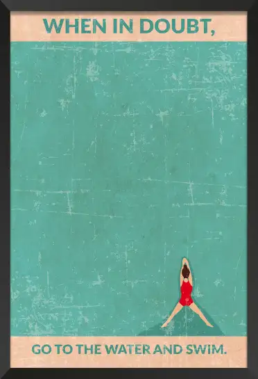 Affiche rétro swimming - citation apaisante et nageuse rétro